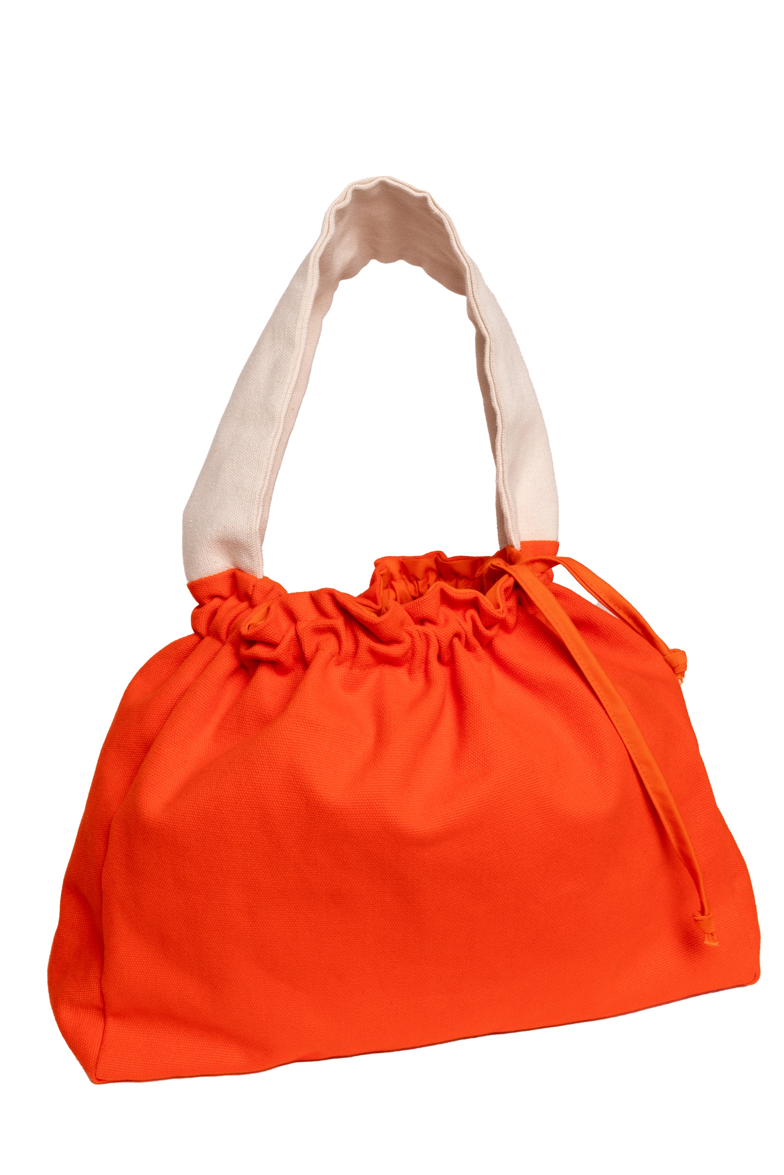 Tulip - Medium Tote Bag Orange & Ecru Canva with Single Side Handle