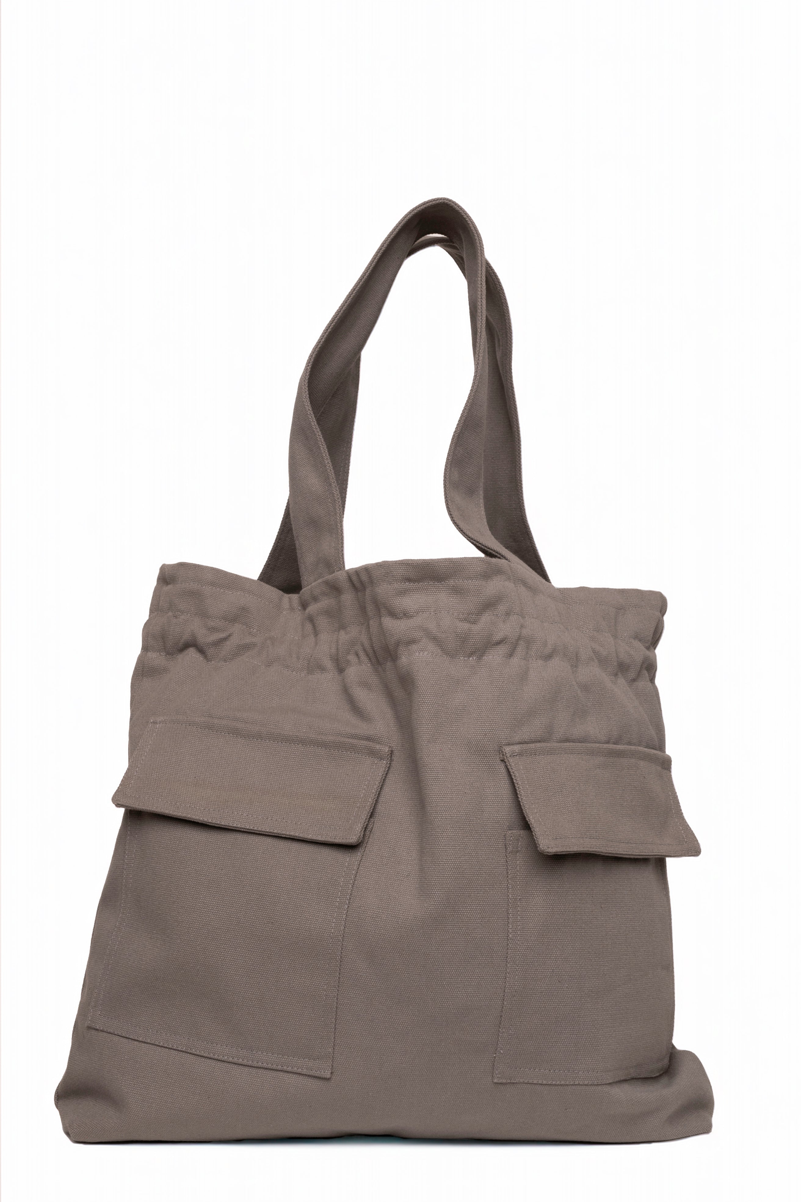 Concrete - Large Tote Bag Dove Grey Canva with Side Pockets