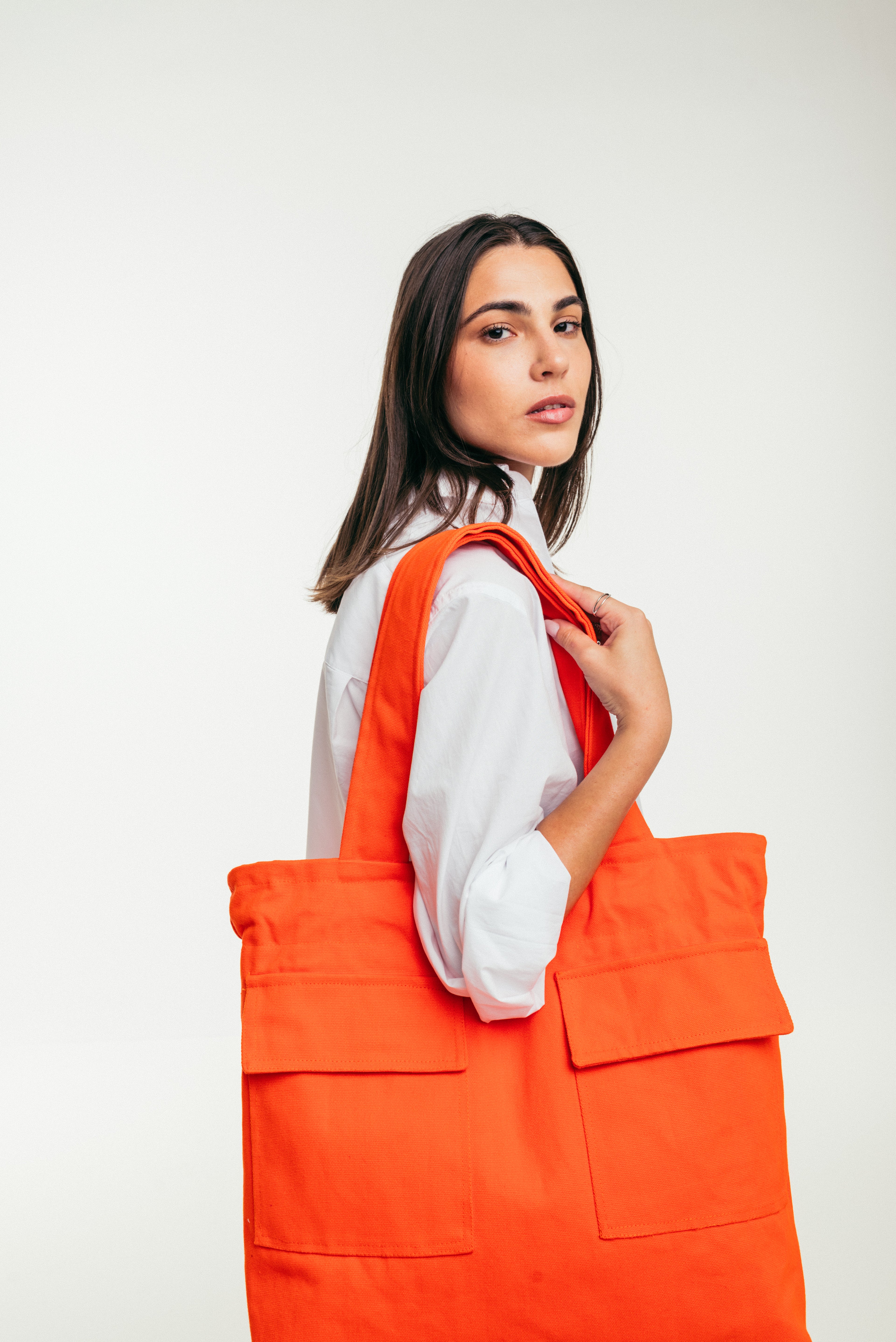 The Dutch - Large Tote Bag Orange Canva with Side Pockets