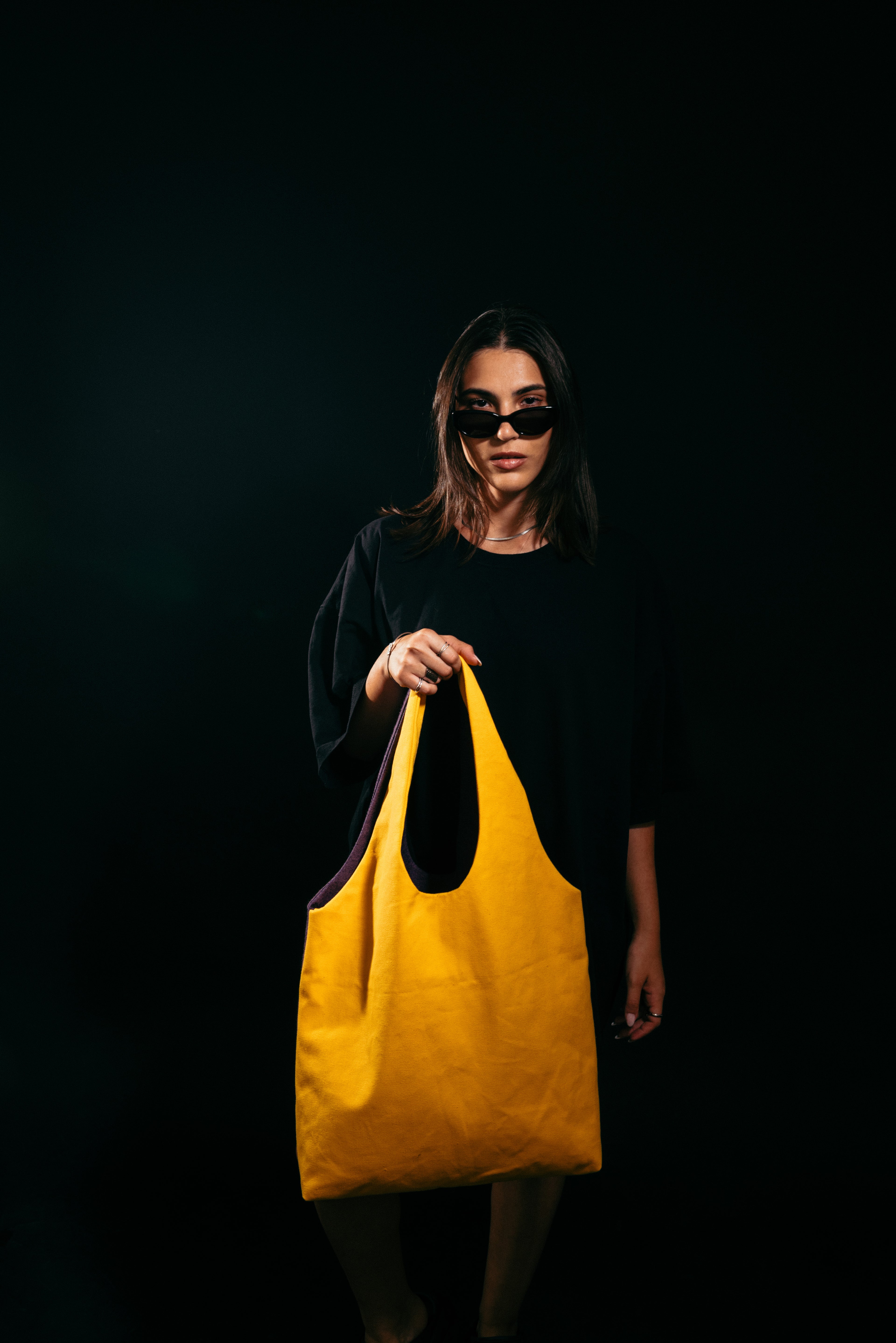 Los Angeles - Large Tote Bag Purple Denim & Gold Canva