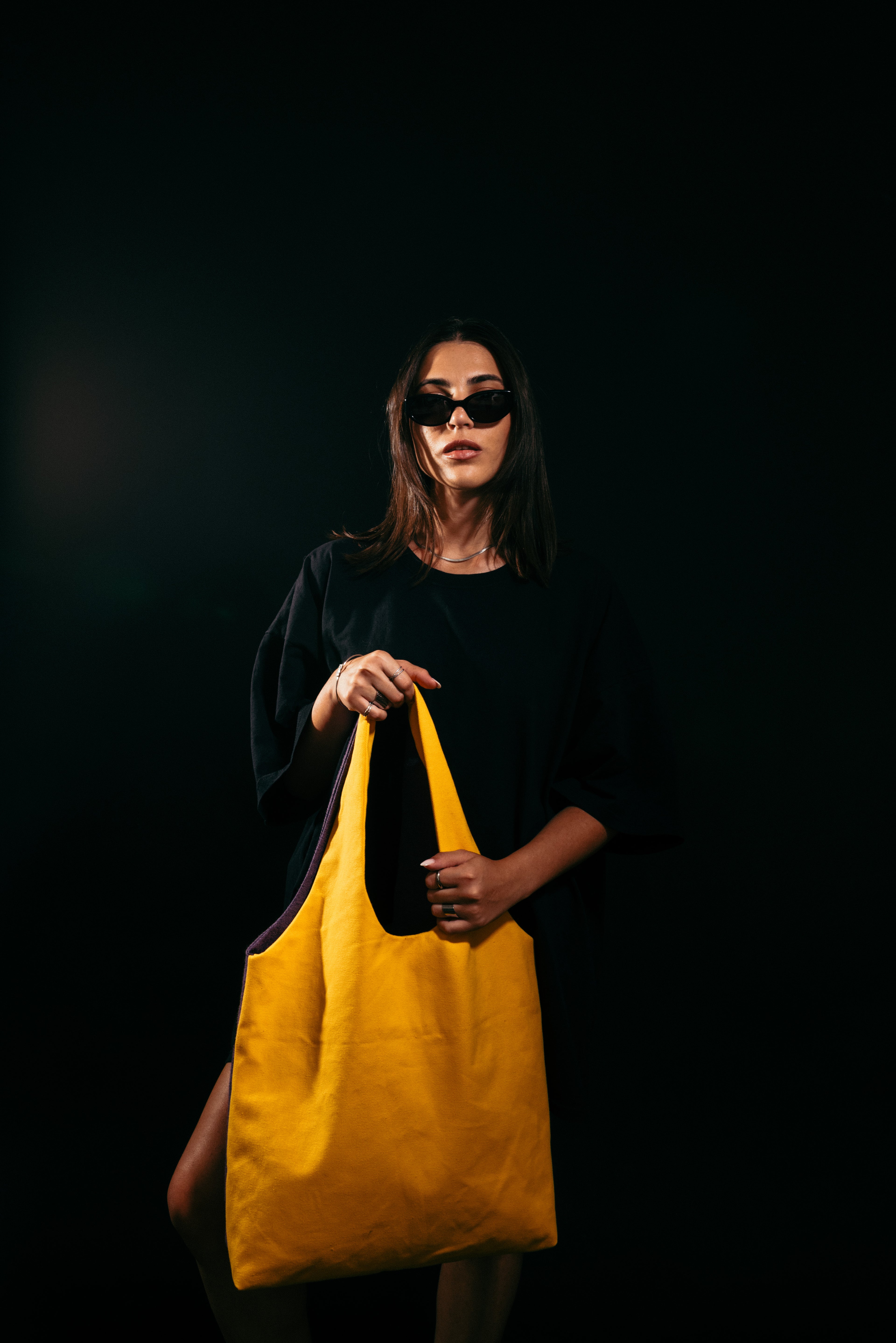 Los Angeles - Large Tote Bag Purple Denim & Gold Canva