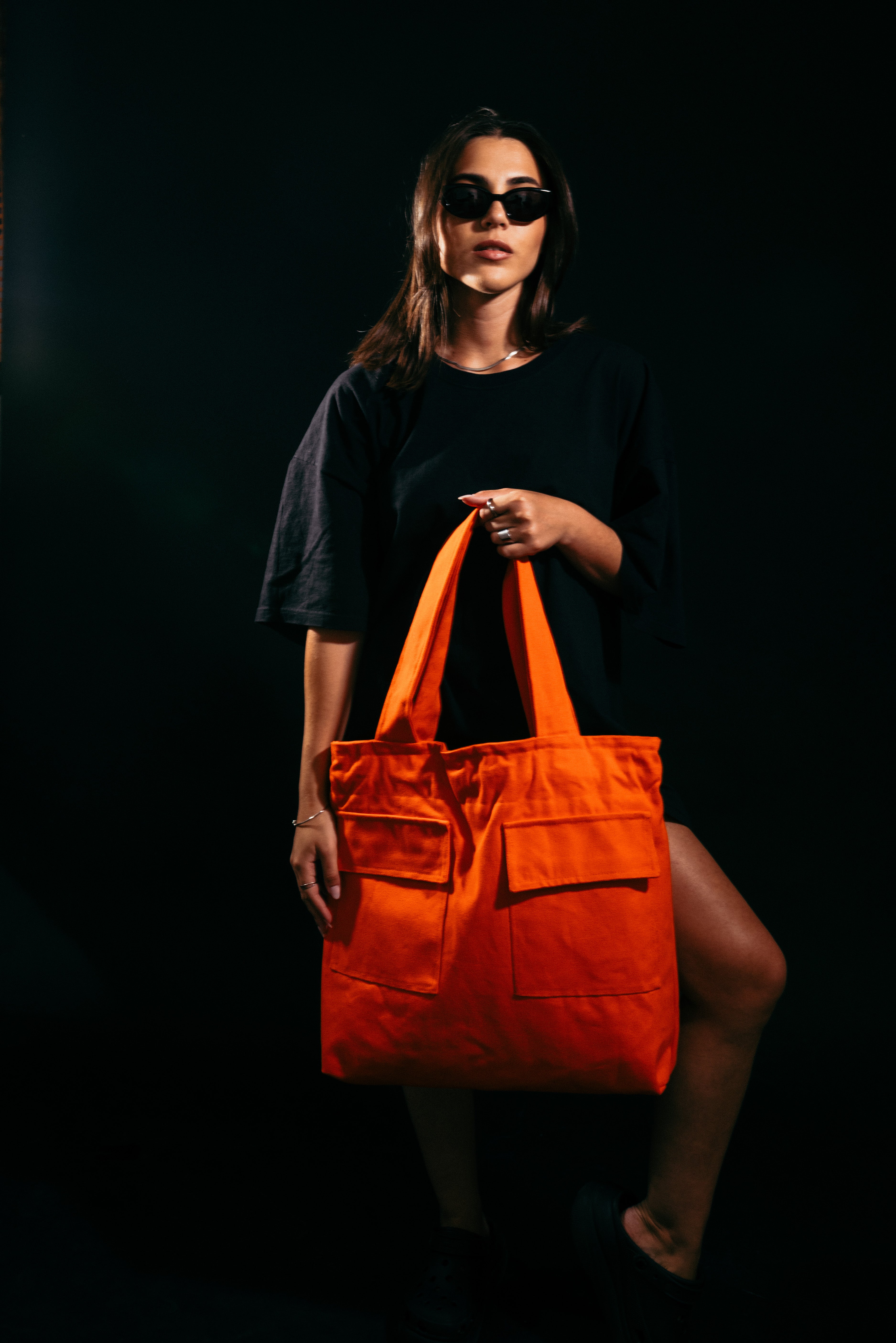 The Dutch - Large Tote Bag Orange Canva with Side Pockets