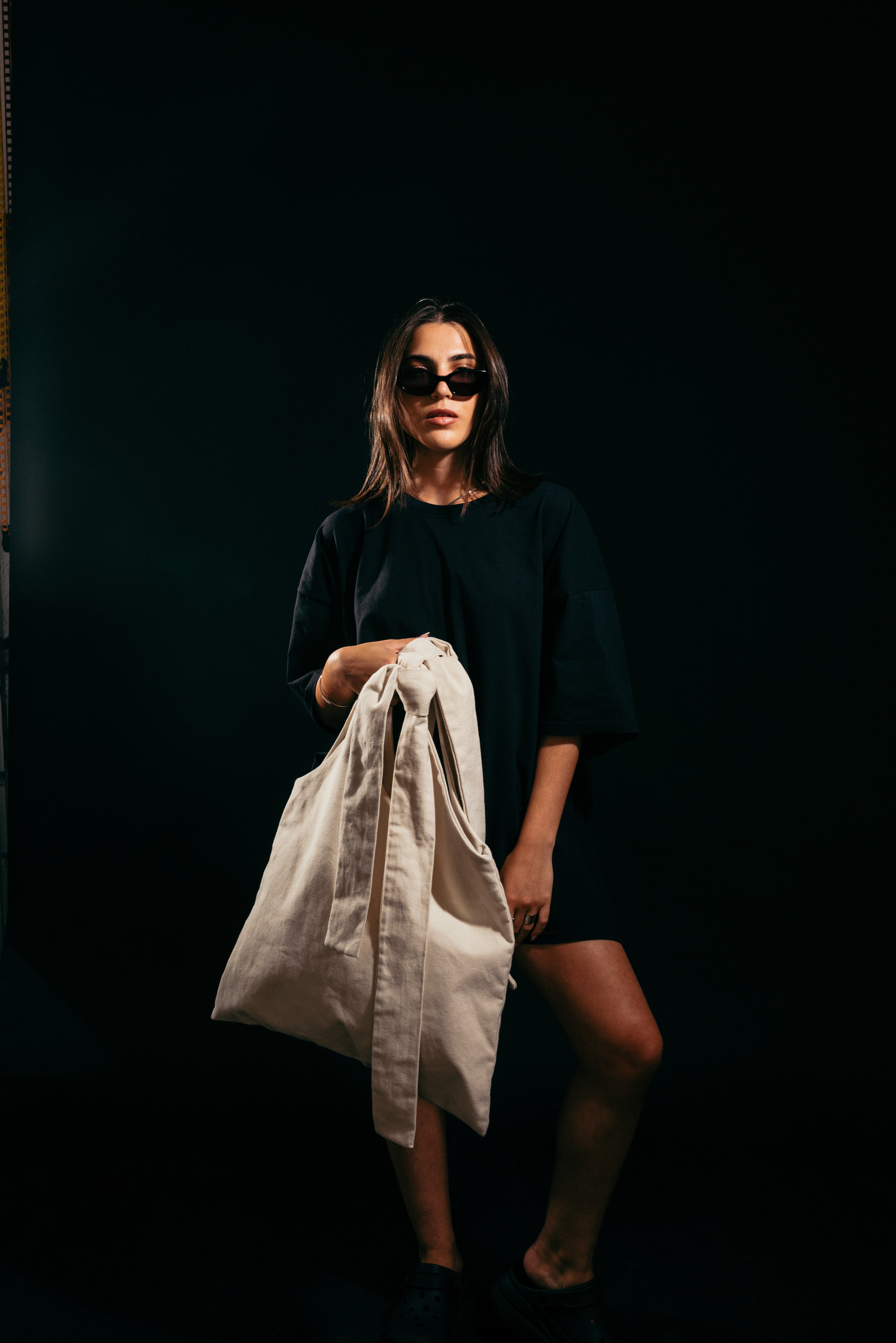 Grid - Large Tote Bag Ecru Canva with Multiform Handles
