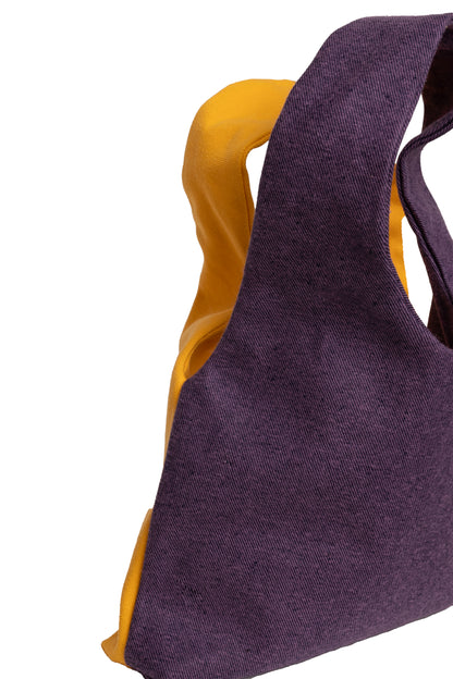 Los Angeles - Medium Tote Bag Purple Denim &amp; Gold Canva